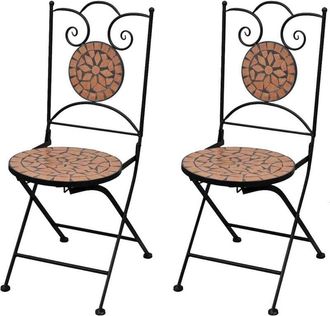 vidaXL Vidaxl - Folding Bistro Chairs 2 pcs Ceramic Terracotta