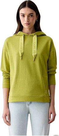 Joop Label Stitching Hoodie - Dames - Hoodies - Groen - M - Katoen - Hoodies & sweatvesten