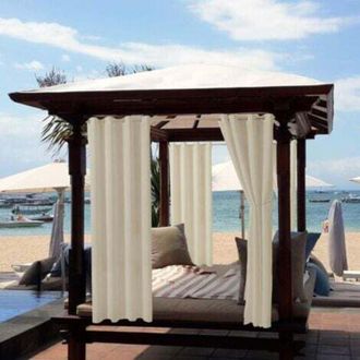 OEM Cortinas Exteriores Impermeables, Opacas Y Termoaislantes - 2 Piezas, 132 X 213 Cm, Beige