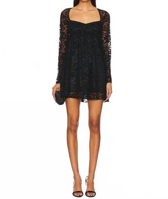 Amanda Uprichard Monet Lace Long Sleeve Mini Dress In Black