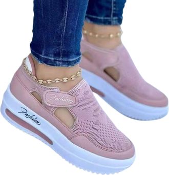 Generic Orthopedic Shoes for Women with Arch Support Casual Walking Shoes Running Fashion Trainers Sneakers Breathable Mesh Flat Sandals, Round Toe Thick Heel