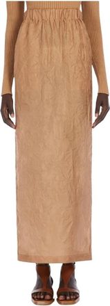 Max Mara Bruin Brons Rok Elegant Stijl - Dames - Maxi Rokken - Beige - S - Rokken