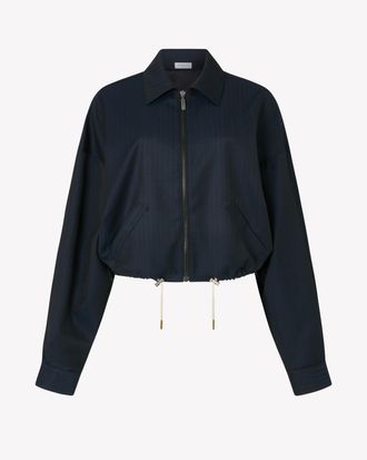 Serena Bute Wool Dropped Shoulder Bomber - Navy Blue