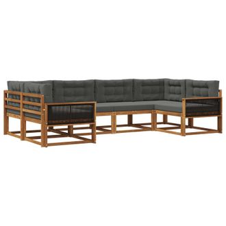vidaXL Conjunto De Sof&aacute;s De Exterior 6 Pcs Natural Y Antracita Vidaxl