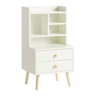 SoBuy Sobuy - Mesita De Noche Con 2 Cajones Y 4 Compartimentos Mesa Auxiliar Mesita Para Sal&oacute;n Comedor Blanco L43xp36xh81 Cm Fbt100-w Es