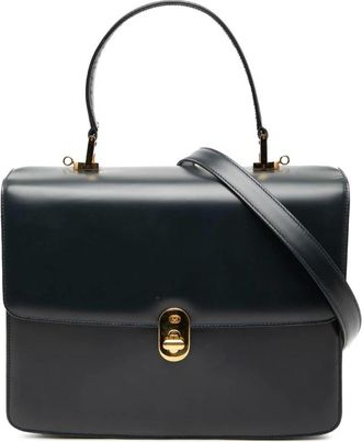 Gucci Pre-owned Handbags, female, Blue, Size: ONE SIZE Pre-owned Structured Leather Handbag