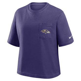 Nike Baltimore Ravens Rewind Pocket Boxy Nike Womens NFL T-Shirt in Purple | 11CM52M8G-WZ9