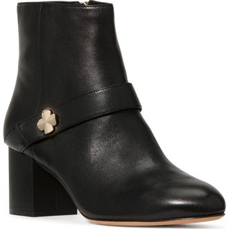 Kate Spade New York spade embellished block heel bootie in Black at Nordstrom, Size 5.5