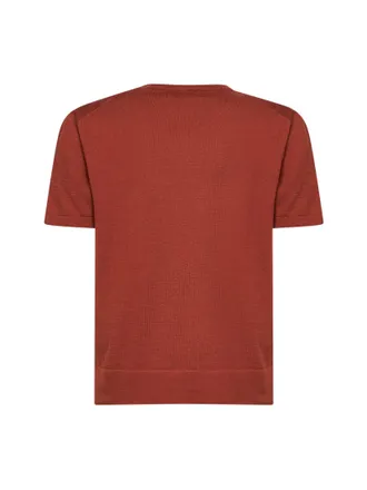 Blanca Vita Womens T-Shirt Brown Cotton Virgin Wool Knitwear Sweater