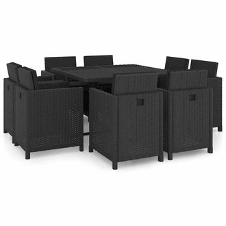 vidaXL Vidaxl - Set Da Pranzo Da Giardino 9 Pz Con Cuscini In Polyrattan Nero