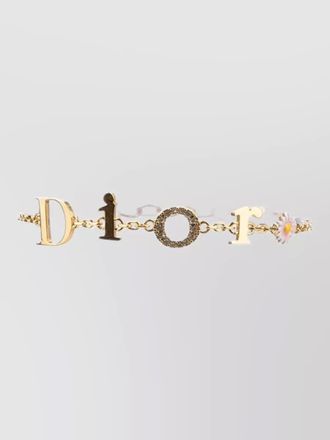 Dior flower charm necklace gold tone letters