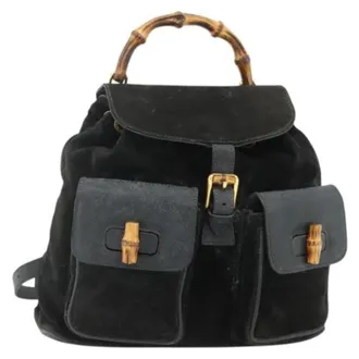 Gucci Vintage, unisex, Zwart, ONE Size, Leer, Pre-owned Vintage Leren Rugzak