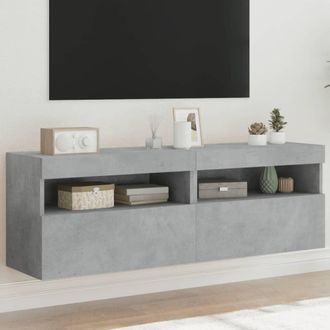 vidaXL Vidaxl - Muebles Tv De Pared Luces Led 2 Uds Gris Hormig&oacute;n 60x30x40 Cm