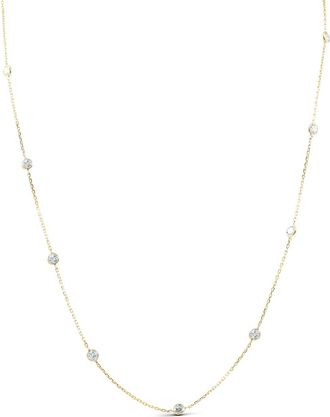 Pompeii3 2 TCW Diamond Bezel Station Necklace 14k Yellow Gold
