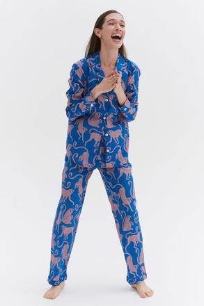 Desmond & Dempsey Long Pajama Set in Chango Blue/pink at Nordstrom, Size X-Small Uk