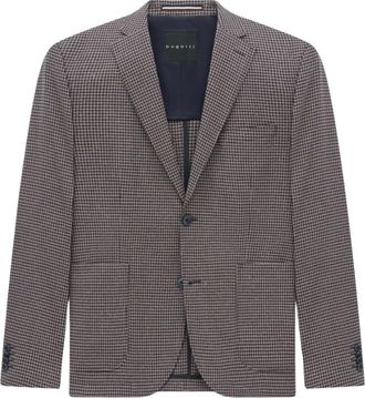 Bugatti Kostuums, Heren, Bruin, XL, Blazer met fijn tweekleurig patroon