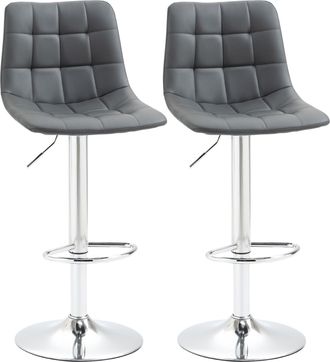 HOMCOM Bar Stools Set of 2 Adjustable Counter Barstools W/ Footrest Grey | TJ Hughes