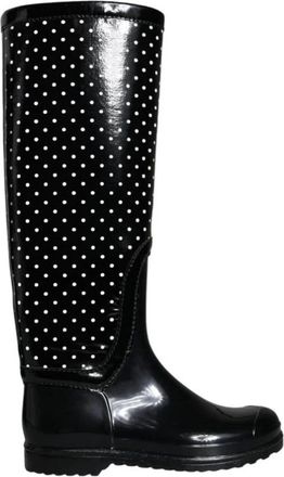 Dolce & Gabbana Schoenen, Dames, Zwart, 36 EU, Zwarte Polka Dot Regenlaarzen