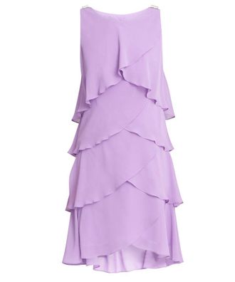 Gina Bacconi Womens Vesta Jewel-Shoulder Tiered Cocktail Dress - Purple - Size 12 UK