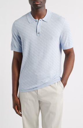 Robert Barakett Skelling Textured Polo Sweater in Pale Blue at Nordstrom, Size Xx-Large