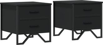 vidaXL Vidaxl - Bedside Cabinets 2 pcs Black 40x41x40 cm Engineered Wood