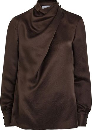 Gabriela Hearst draped button top - women - Fabric - 38 - Brown