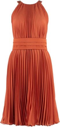 Max Mara Kleedjes, Dames, Oranje, XS, Polyester, Golena Pleated Dress