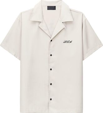 Rta Nathan Poppy Graphic Oversized Button-Up Camp Shirt in Beige Poppy at Nordstrom, Size X-Large