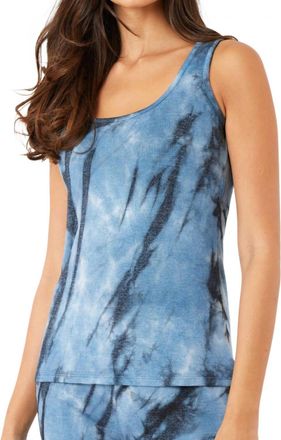 French Kyss Marble Wash Tank Top In Denim
