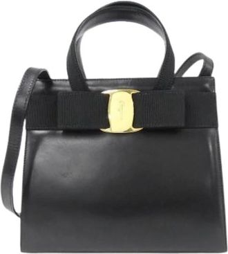 Ferragamo Pre-owned Mini Bags, female, Black, Size: ONE SIZE Pre-owned Leather handbags