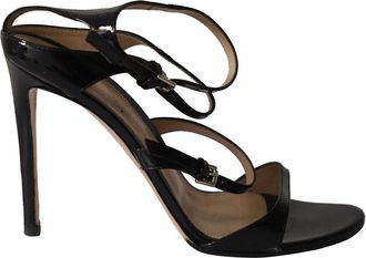 Gianvito Rossi Womens Patent Leather Carey Triple Strap Sandal (Authentic Pre-Loved)