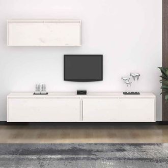 vidaXL Vidaxl - Conjunto De Mueble De Tv 3 Piezas Madera Maciza De Pino Blanco