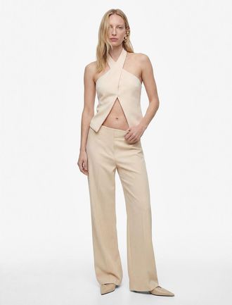 Koton High Waist Wide Leg Trousers in Ecru at Nordstrom, Size 10