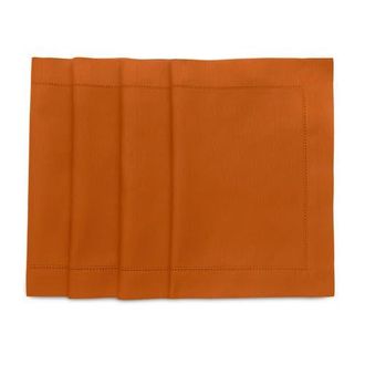Solino Home Cotton Linen Hemstitch Placemats, 14 x 19 in Cinnamon at Nordstrom, Size Medium