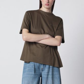 Jacquemus T-shirt color kaki con pliss&eacute; sul retro