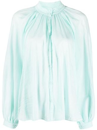Forte_Forte draped semi-sheer shirt - women - Silk/Cotton - II - Blue