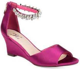 Journee Collection JOURNEE Connor Embellished Strap Wedge Sandal in Berry at Nordstrom Rack, Size 5.5