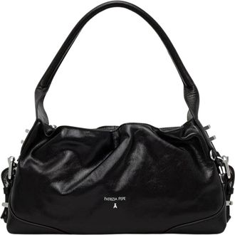 Patrizia Pepe Shiny Horse Hobo Tas - Dames - Tassen - Zwart - Maat: ONE Size Leer