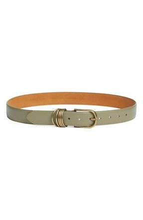 Treasure & Bond Parker Brass Hoop Leather Belt in Olive Covert at Nordstrom Rack, Size Small