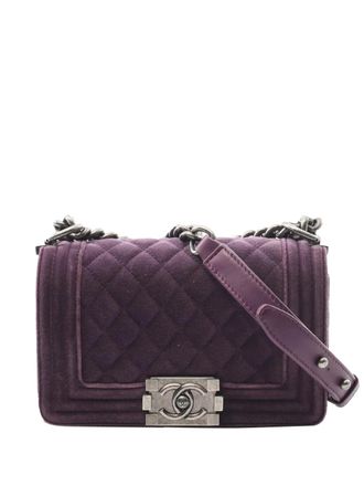 Chanel 2013-2014 Small Quilted Velvet Boy Flap shoulder bag - unisex - Velvet - One Size - Purple