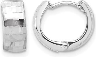 Diamond2Deal 14K Gold Polished and Diamond-cut Huggie Hoop Earrings