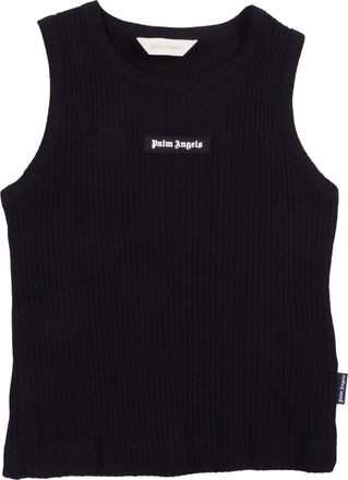 Palm Angels Canotta a costine con logo Palm Angels da ragazza