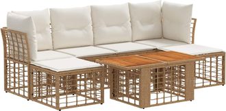 vidaXL Conjunto De Sof&aacute;s De Jard&iacute;n 7 Uds. Natural Y Crema Vidaxl