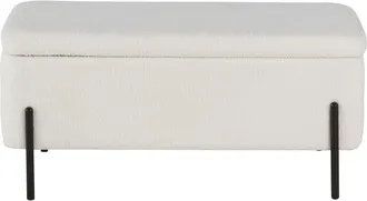 Maisons du monde Banco descalzador con baúl de tela rizada blanco 100x40x45 xm