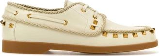 Valentino Garavani Leren Veterschoenen - Dames - Bootschoenen - Wit - 39 EU - Leer - Schoenen