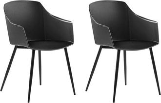Beliani Beliani - Set of 2 Dining Chairs Synthetic Material Black Legs Black Fonda