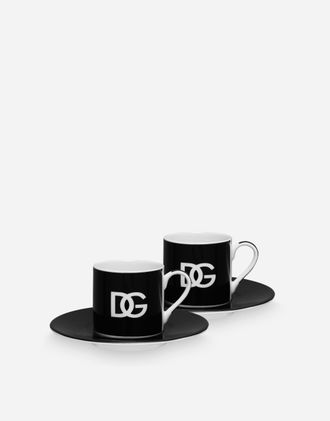 Dolce & Gabbana Set 2 Porcelain Espresso Cups With Saucers - Coffee Cups Multicolor Onesize