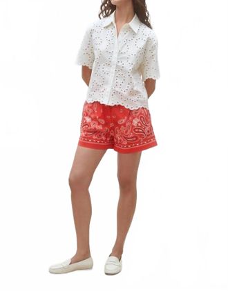 Suncoo Lory Geometric English Embroideries Blouse In Off White