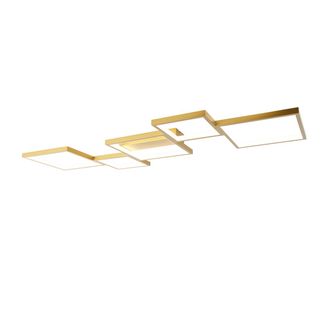 QAZQA Qazqa - Dise&ntilde;o Plaf&oacute;n Dorado Con Led 3 Niveles De Intensidad 5 Luces - Lejo Aluminio /acero /pl&aacute;stico Rectangular Incluye Led Max. 5 X 46 Watt