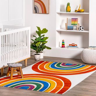 nuLOOM Nuloom Classic SpinClean Double Rainbow Machine Washable Kids Area Rug